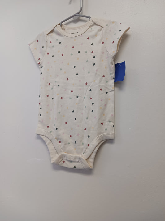 White/Colorful Polka Dot Members Mark Onesie, 2T G