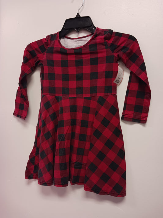 red/black Childrens Place Long Sleeve Buffalo Check Dress, 5T G