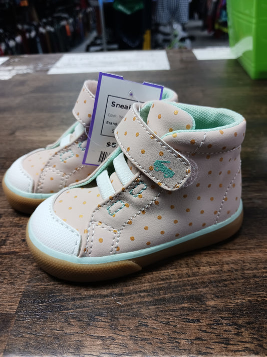 Pink Polka Dot See Kai Run Sneakers, 4 G