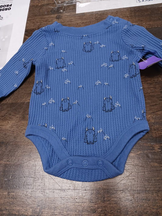 Blue Monster Garanimals Longsleeve Onesie, NB B
