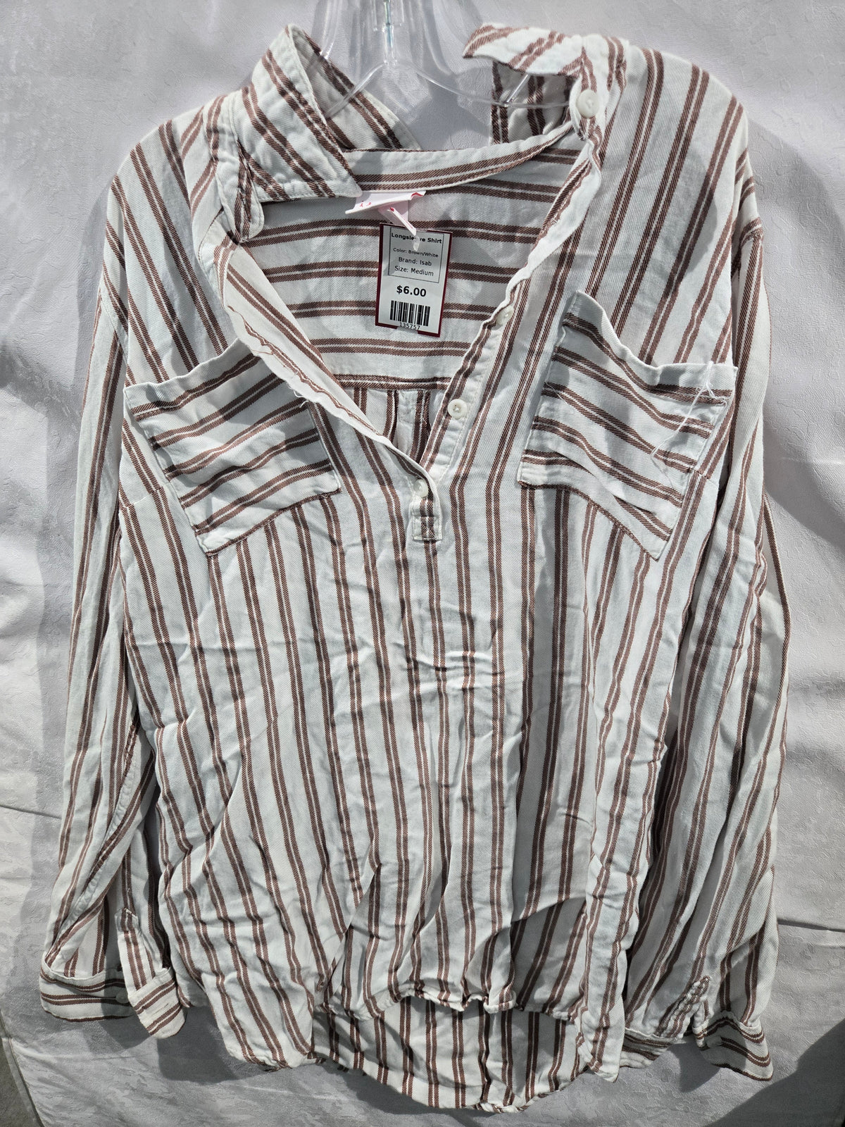 Brown/White Isab Longsleeve Shirt, Medium