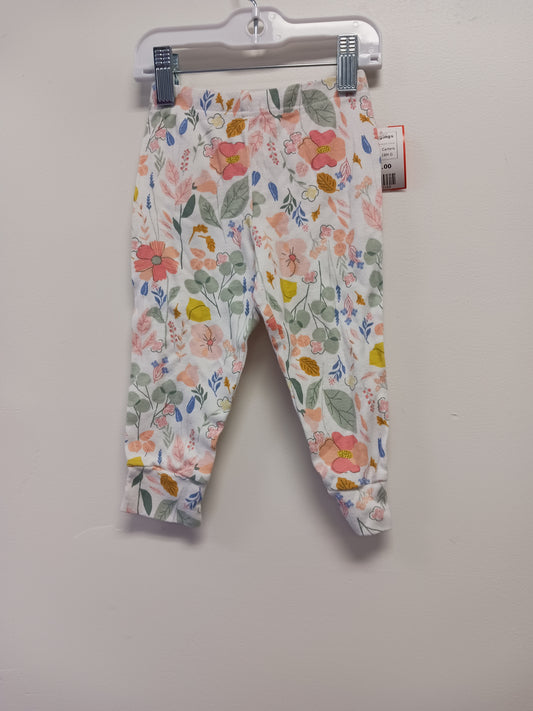 White/Colorful Flower Carters Leggings, 18M G
