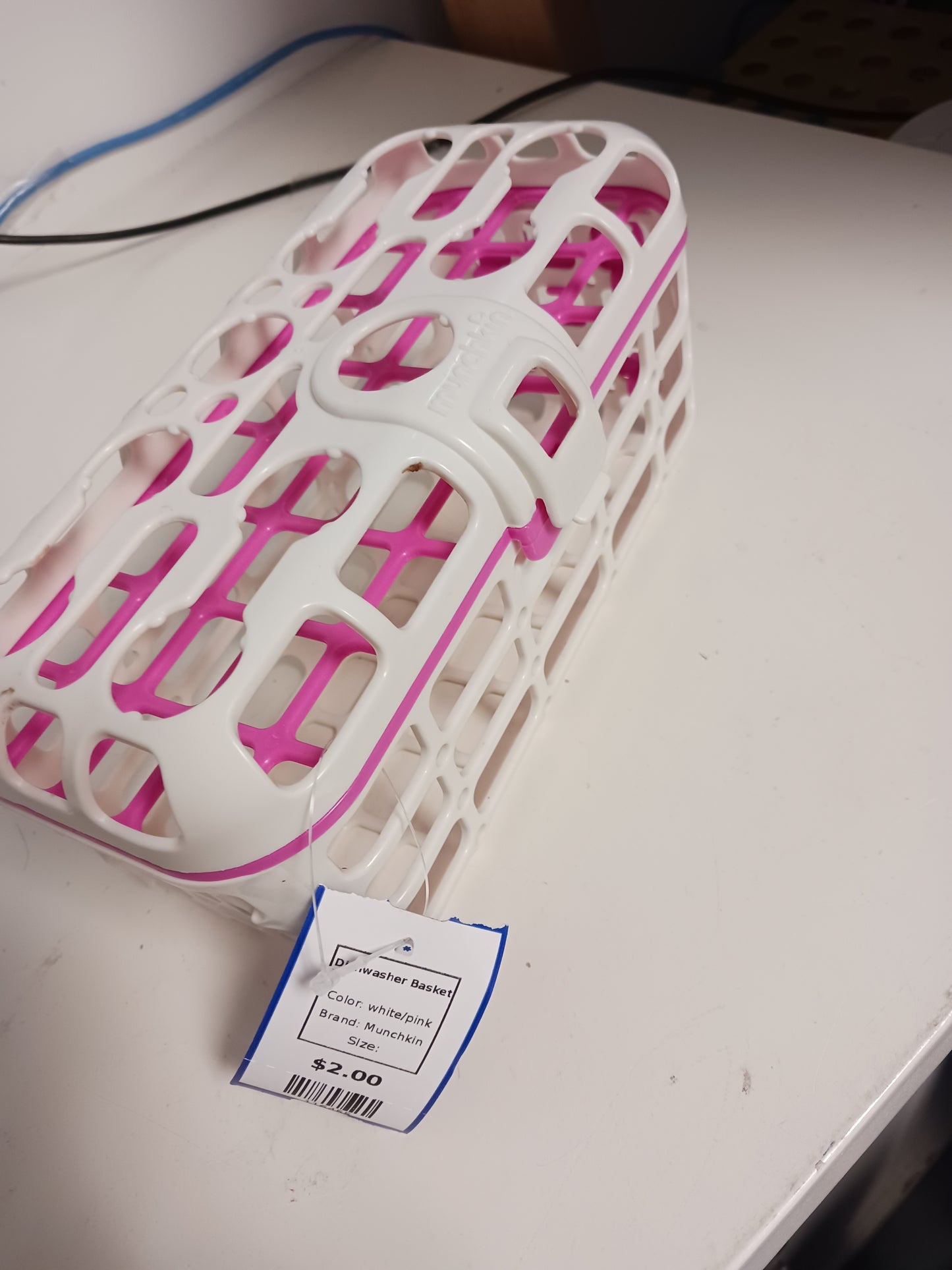 white/pink Munchkin Dishwasher Basket
