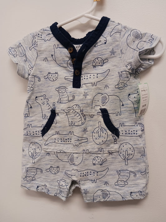 Blue Animal Carters Short One Piece, NB B