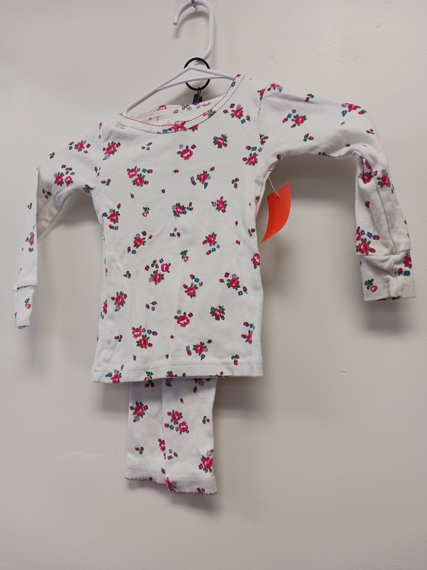 white/red Carters 2 Piece Flower PJS, 2T G