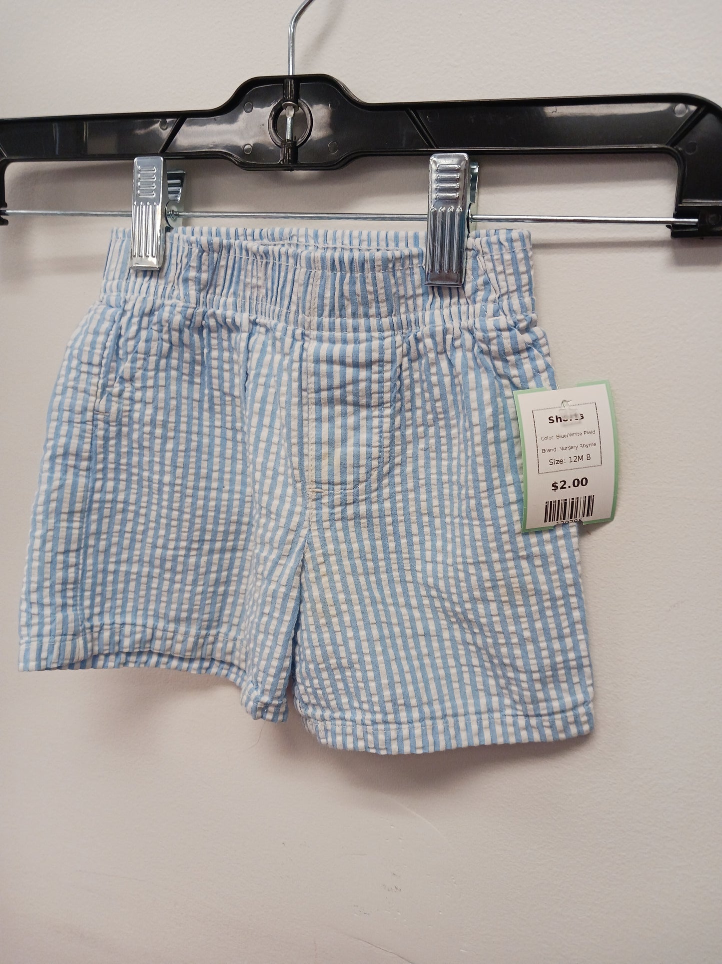 Blue/White Plaid Nursery Rhyme Shorts, 12M B