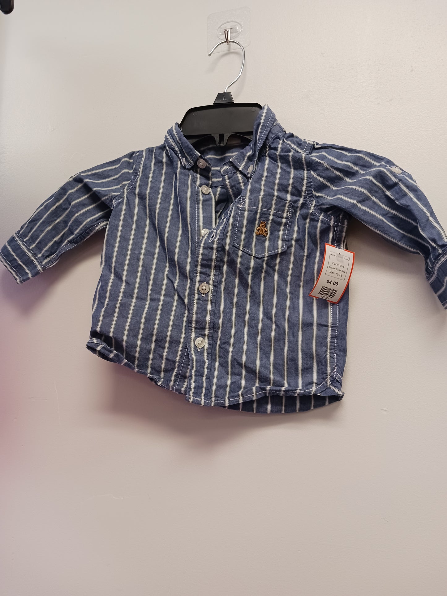 blue Baby Gap Long Sleeve Button Down Shirt 12/18m, 12M B