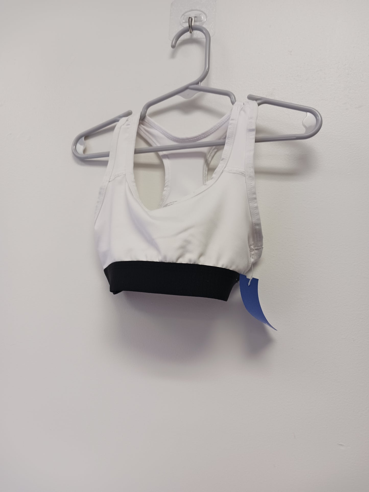 White/Black Athletic Sports Bra, X-Small