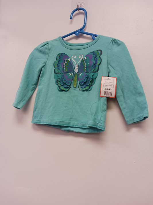 Green Old Navy Long Sleeve Butterfly Tshirt, 12M G