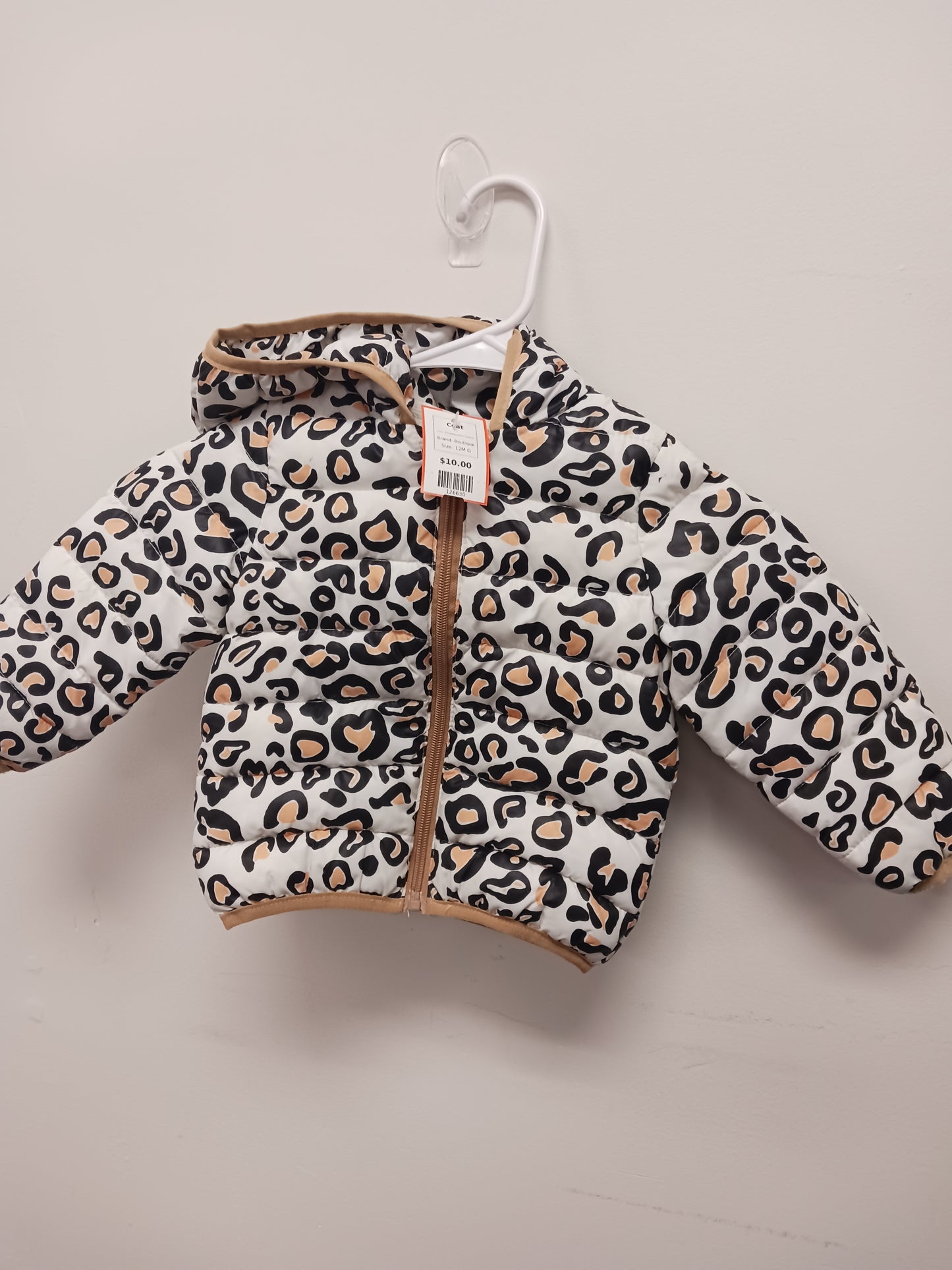 White/Black/Tan Cheetah Boutique Coat, 12M G