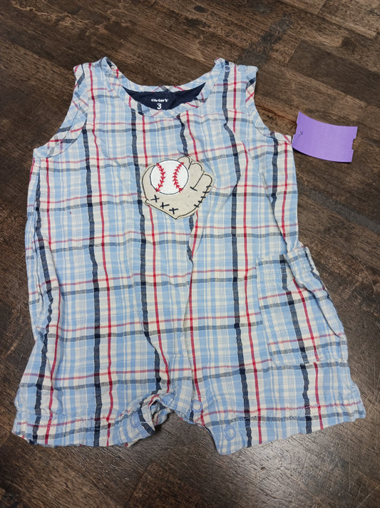 Blue/Red Plaid Baseball Carters Short One Piece, 3M B