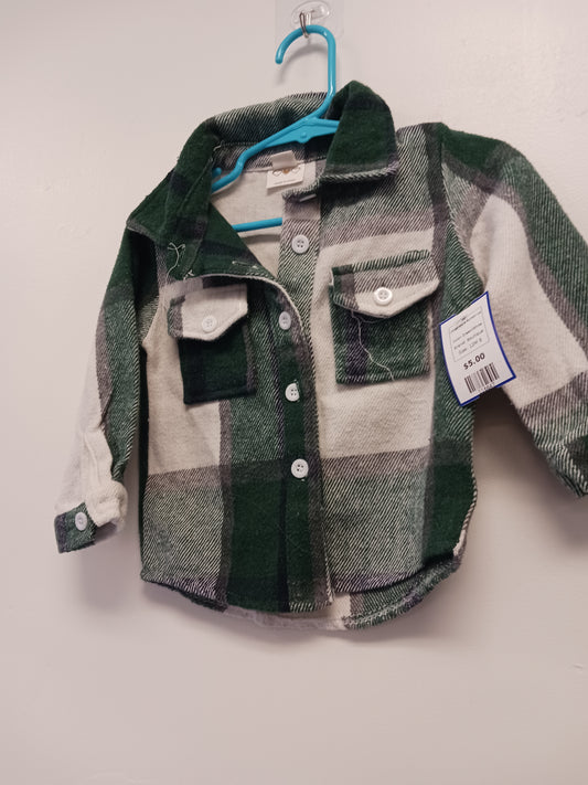 Green/White Boutique Longsleeve Button Up, 12M B