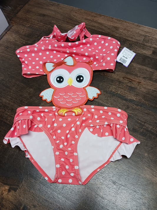 Pink/White Polka Dot Owl KavKas Swim Suit, 6 G