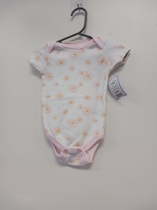 White/Pink Flower Le Top Bebe Onesie, 6M G