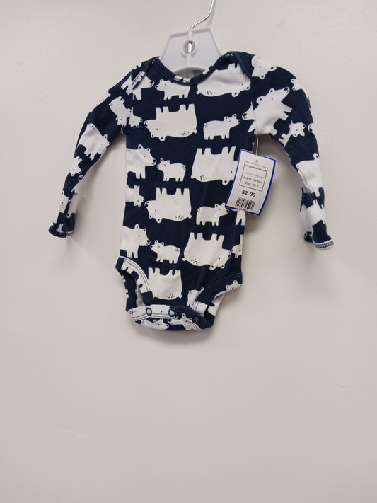 Navy/White Polar Bear Carters Longsleeve Onesie, NB B