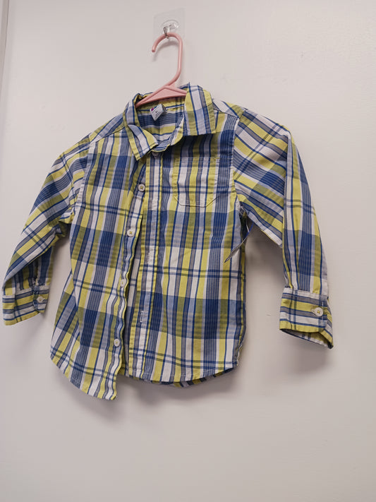 Blue/Yellow/White Plaid Healthtex Longsleeve Button Up, 4T B