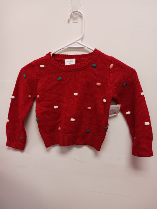 Red Polka Dot Okie Dokie Sweater, 2T G