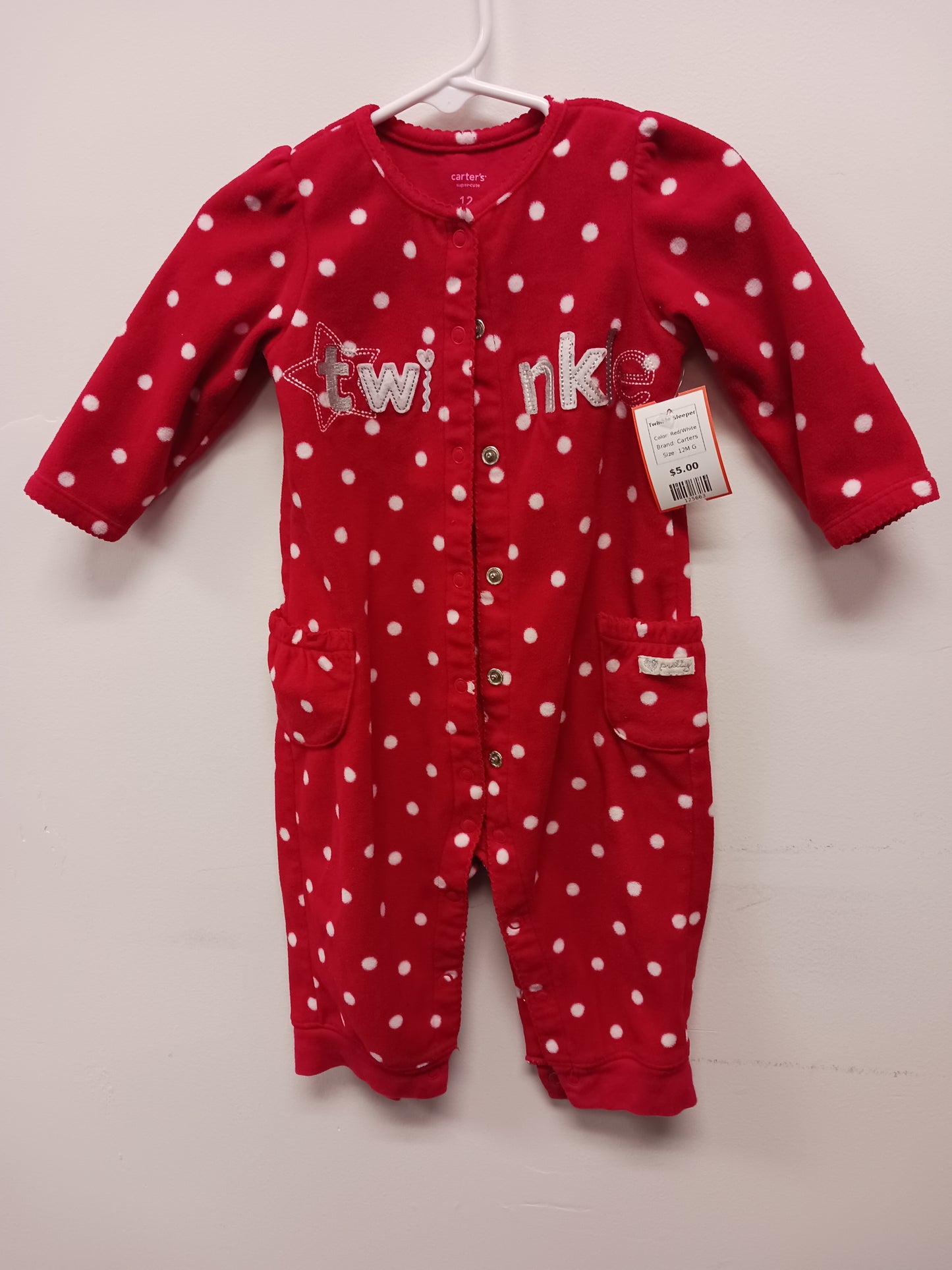 Red/White Carters Twinkle Sleeper, 12M G