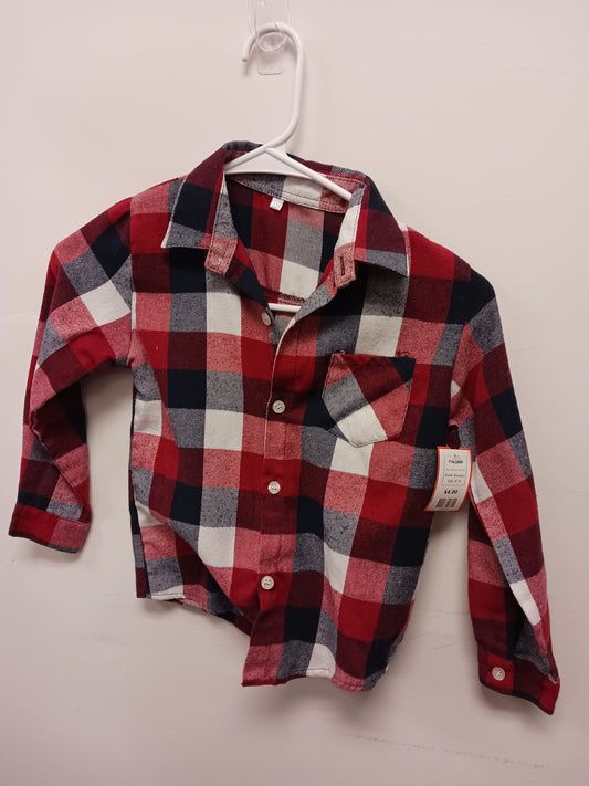 Red/Navy/White Plaid Boutique Flannel, 4T B