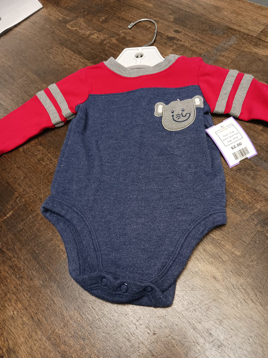 blue Garanimals Long Sleeve Elephant Onesie 3-6m, 3M B