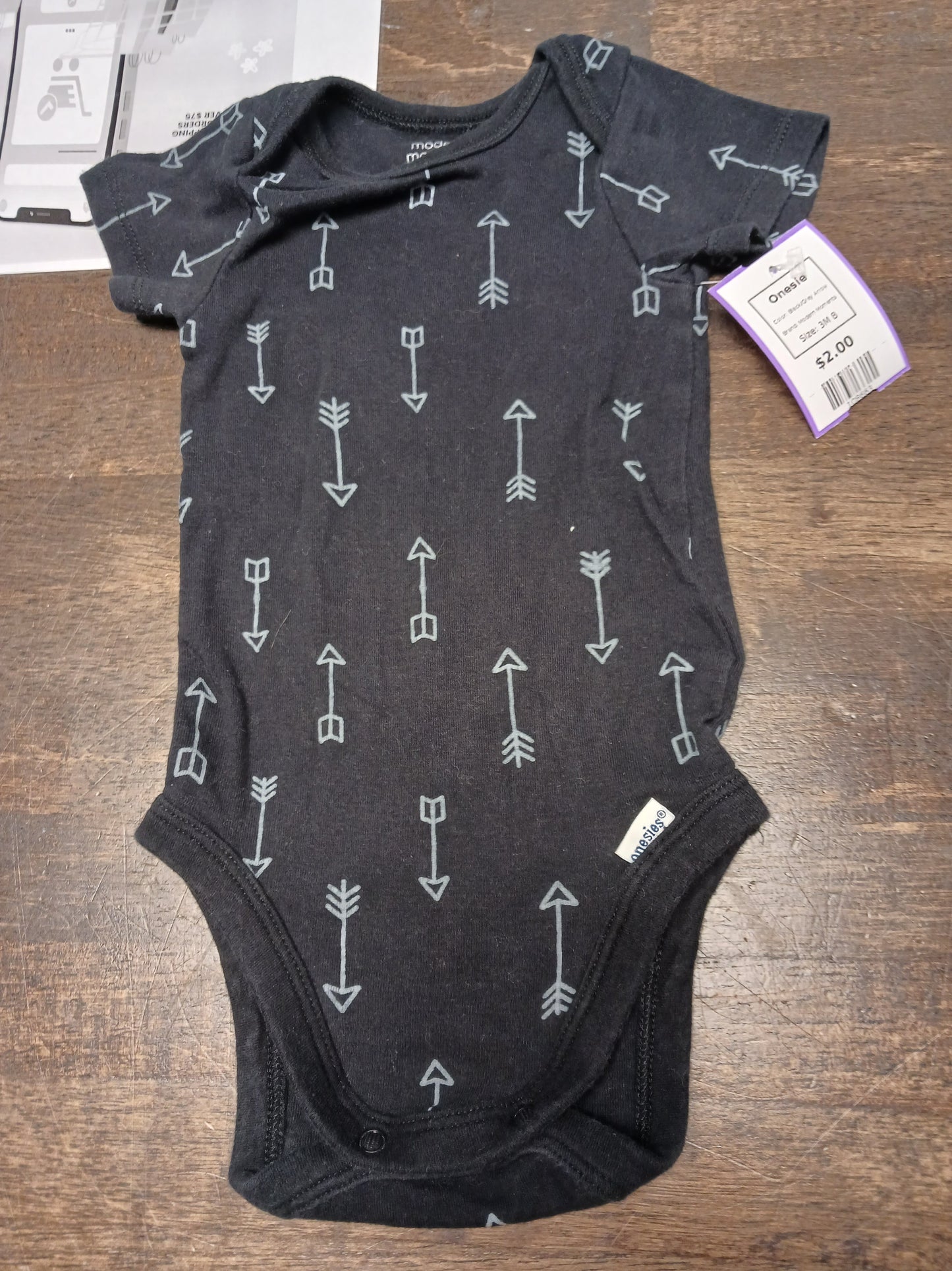 Black/Grey Arrow Modern Moments Onesie, 3M B