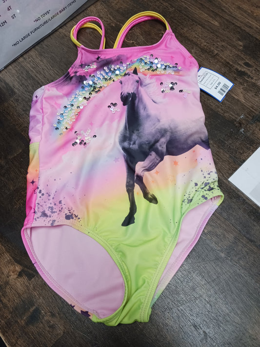 Pink Unicorn Wonder Nation Swim Suit, 6 G