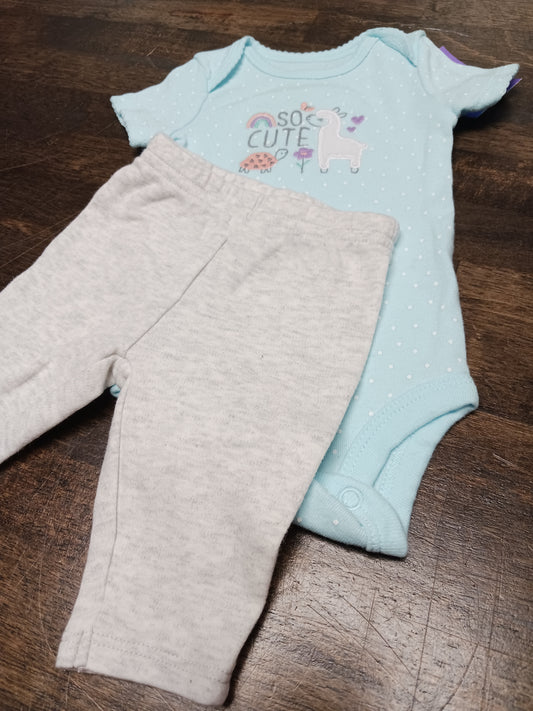 Blue/Grey Llama Carters Outfit, NB G