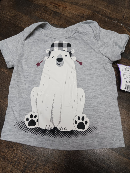 Grey Polar Bear Wonder Nation Shirt, NB B