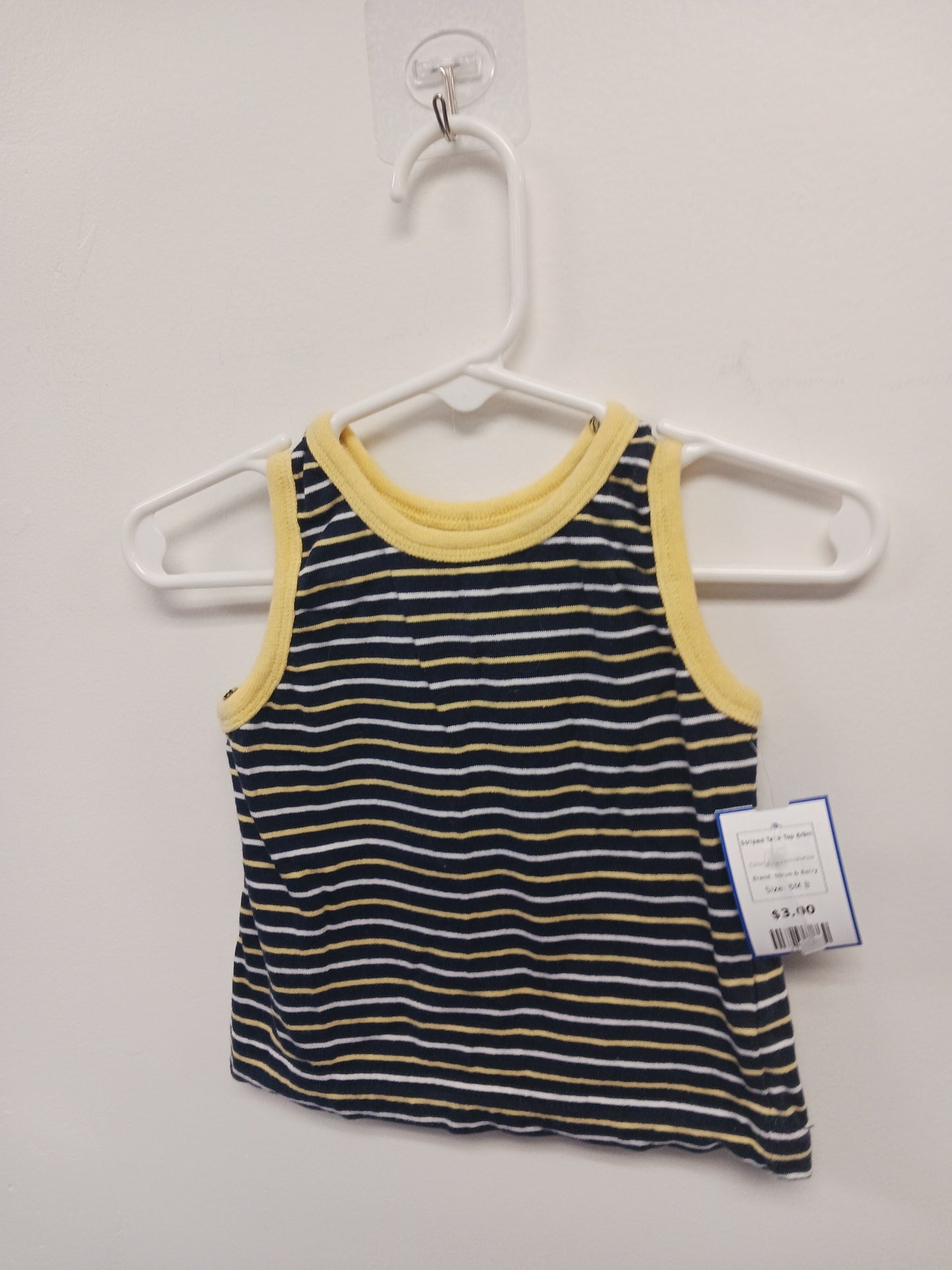 blue/yellow/white Steve & Barry Striped Tank Top 6/9m, 6M B