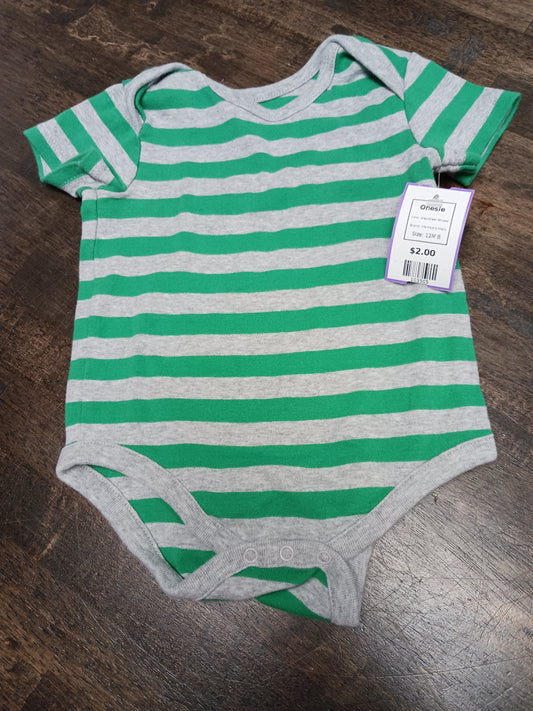 Grey/Green Striped Members Mark Onesie, 12M B