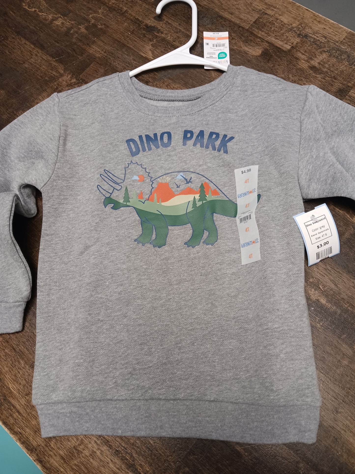 grey Garanimals Dino Sweatshirt, 4T B