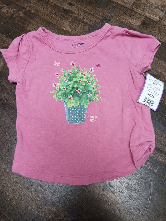 Pink Flower Gap Shirt, 12M G