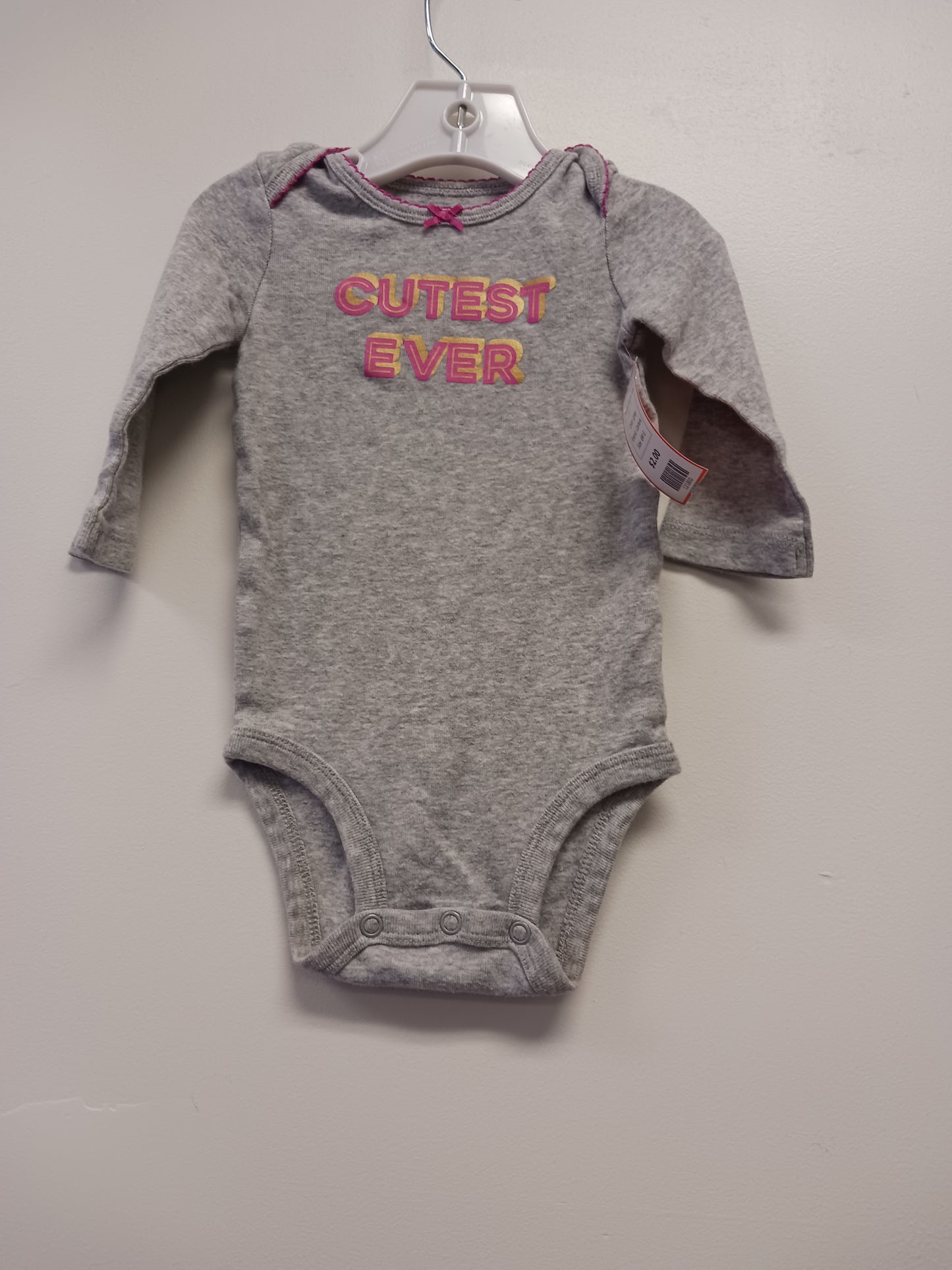 grey Carters Long Sleeve Cutest Ever Onesie, 6M G