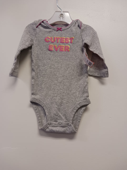 grey Carters Long Sleeve Cutest Ever Onesie, 6M G