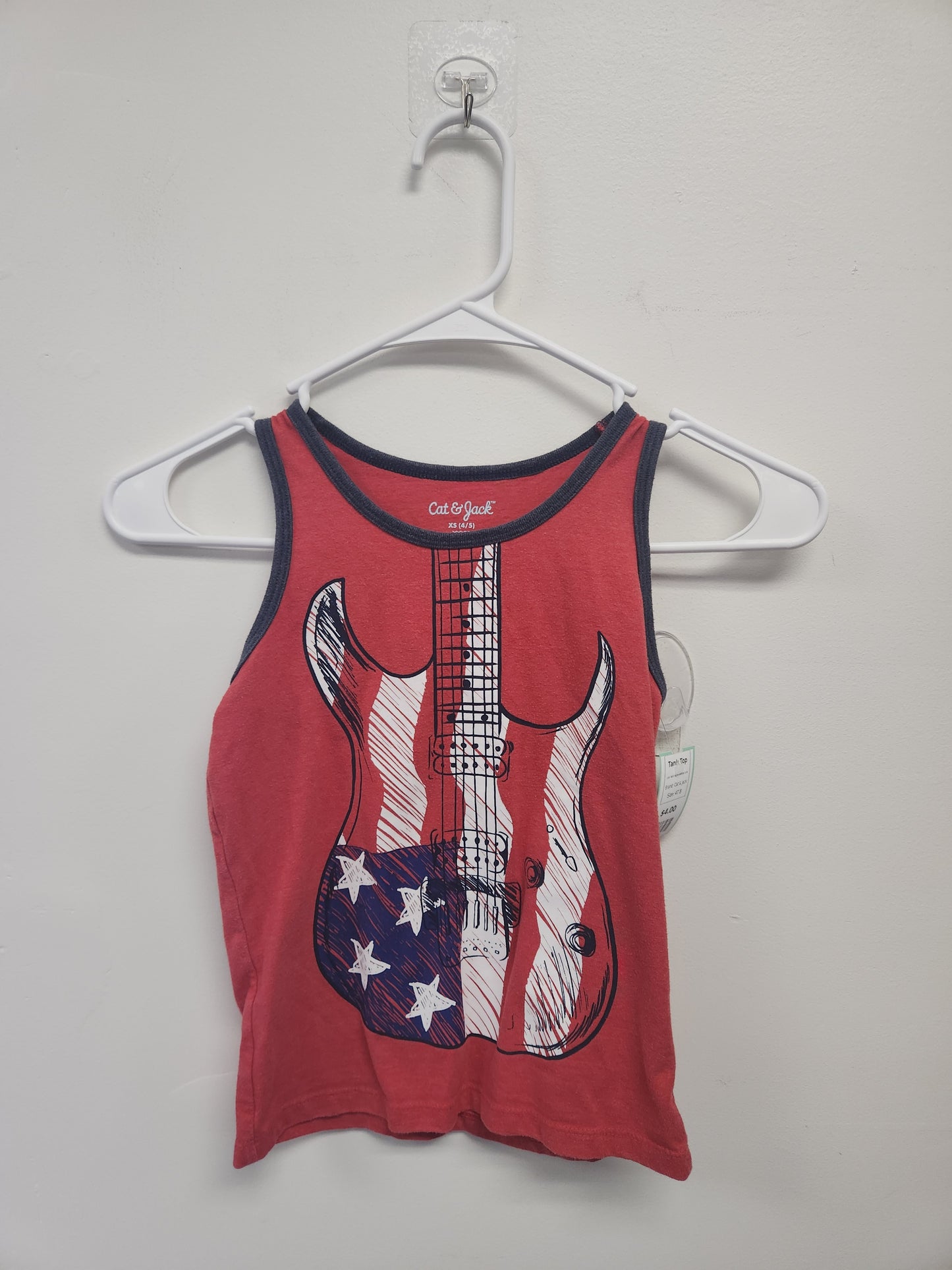 Red/Grey/White/Blue Guitar Cat & Jack Tank Top, 4T B