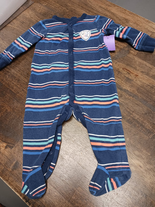 Navy/Colorful Striped Carters Sleeper, 9M B