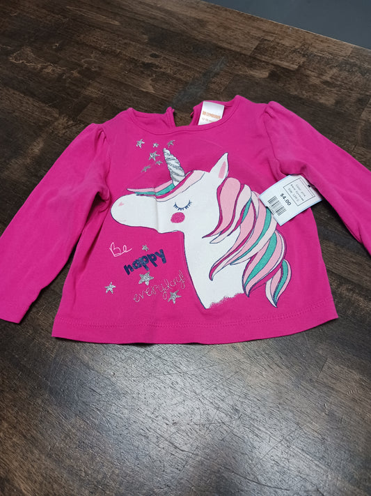 pink Gymboree Long Sleeve Unicorn Shirt 12-18m, 12M G