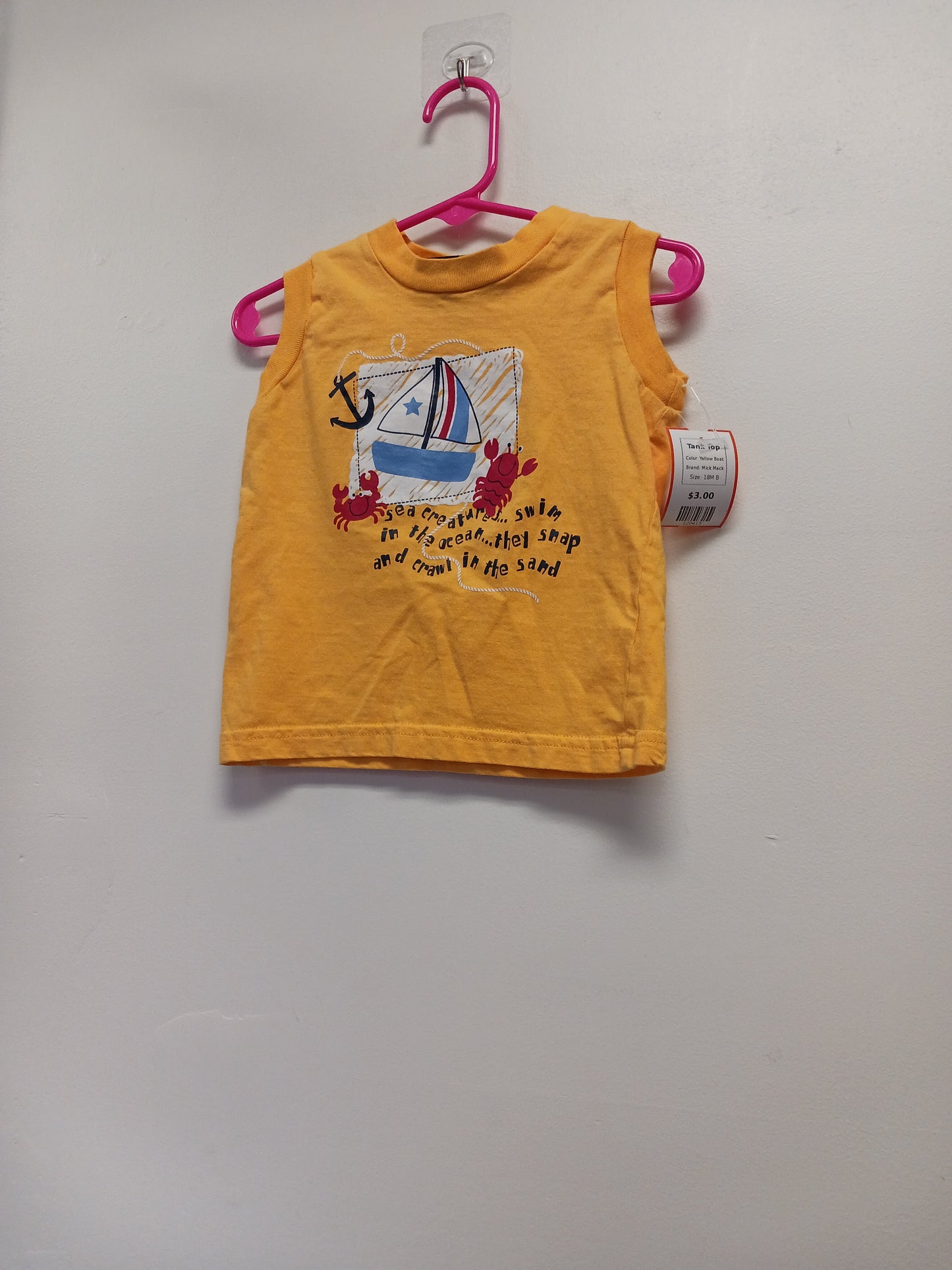 Yellow Boat Mick Mack Tank Top, 18M B