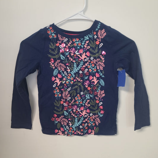 Navy Flower OshKosh Longsleeve Shirt, 6 G