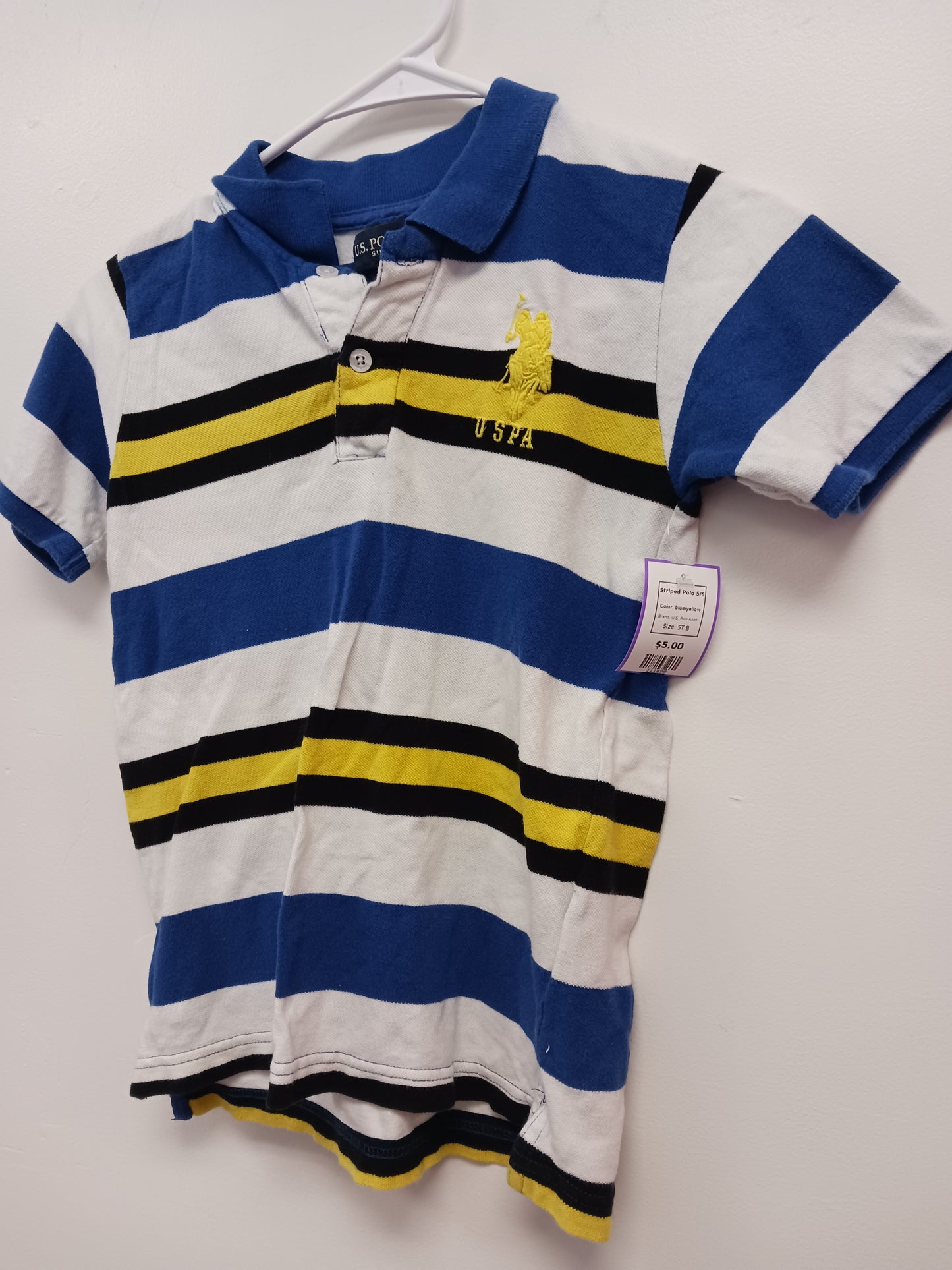 blue/yellow U.S. Polo Assn. Striped Polo 5/6, 5T B