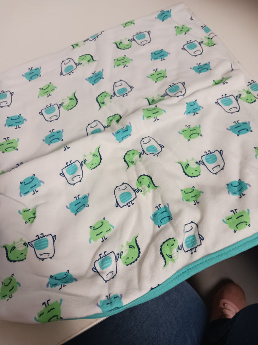 Blue/White/Green Monster Carters Towel