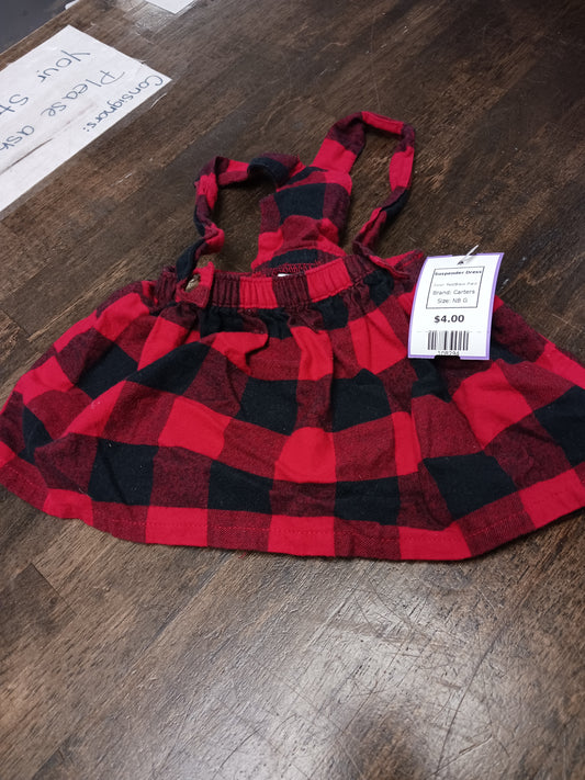 Red/Black Plaid Carters Suspender Dress, NB G