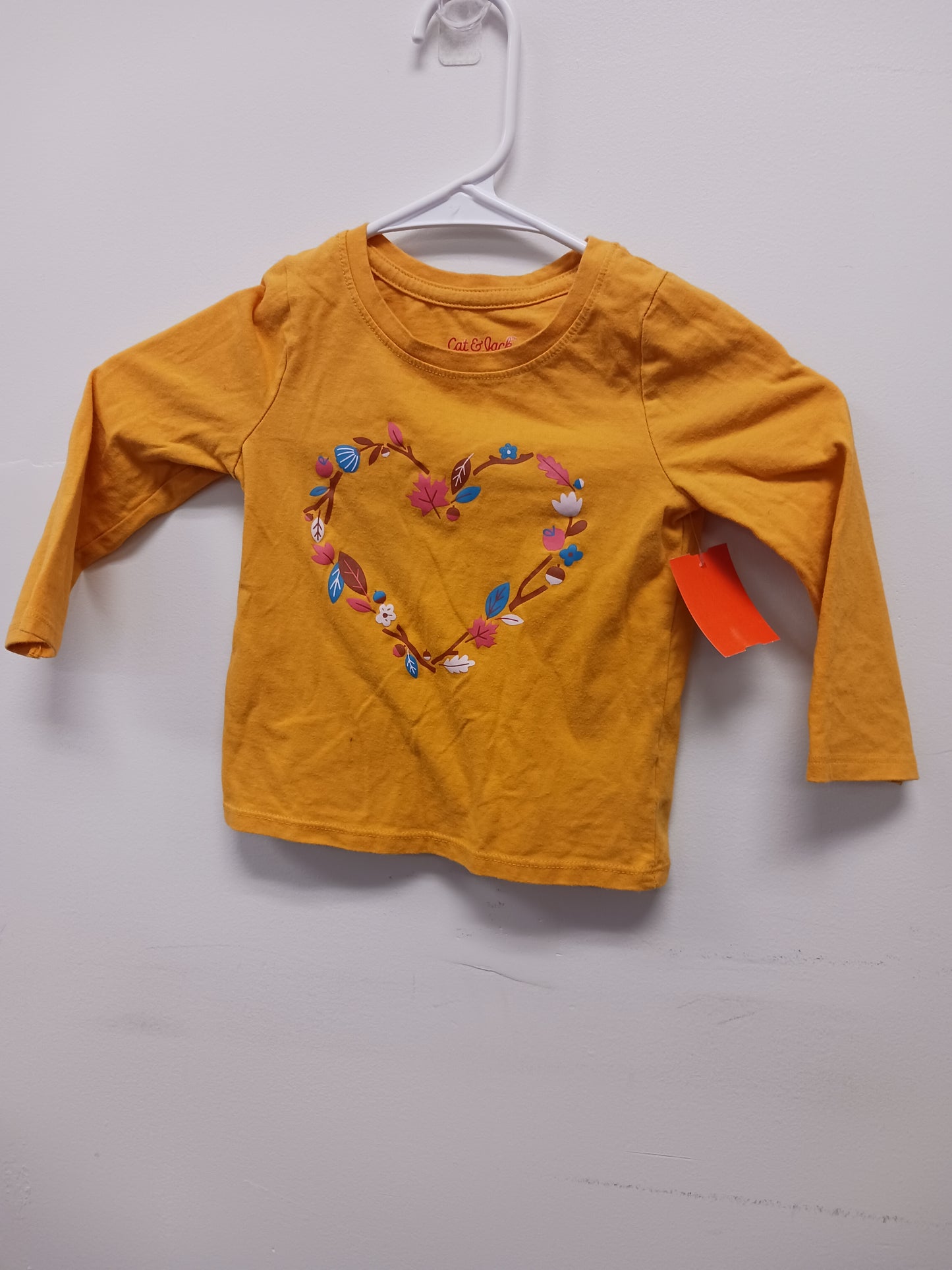 Yellow Cat & Jack Long Sleeve Heart Shirt, 2T G