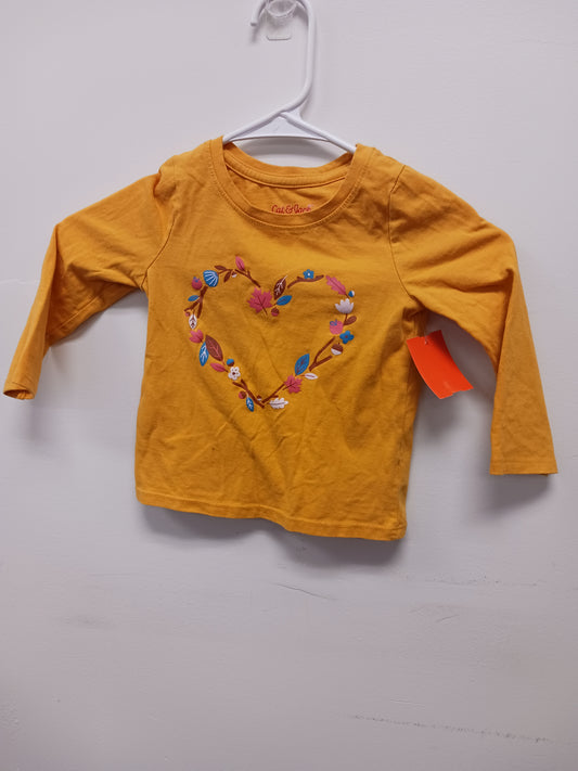 Yellow Cat & Jack Long Sleeve Heart Shirt, 2T G