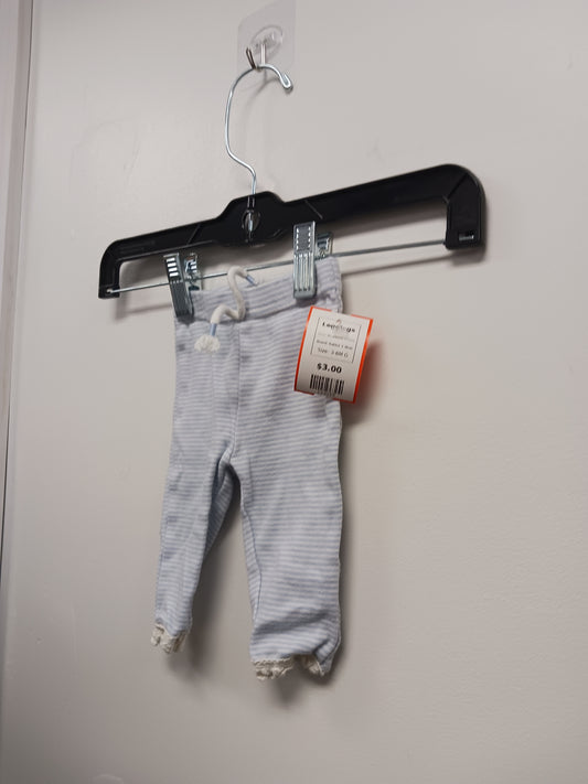 Blue/White Striped Rabbit + Bear Leggings, 3-6M G