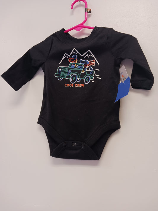 Black Cool Crew Garanimals Longsleeve Onesie, NB B