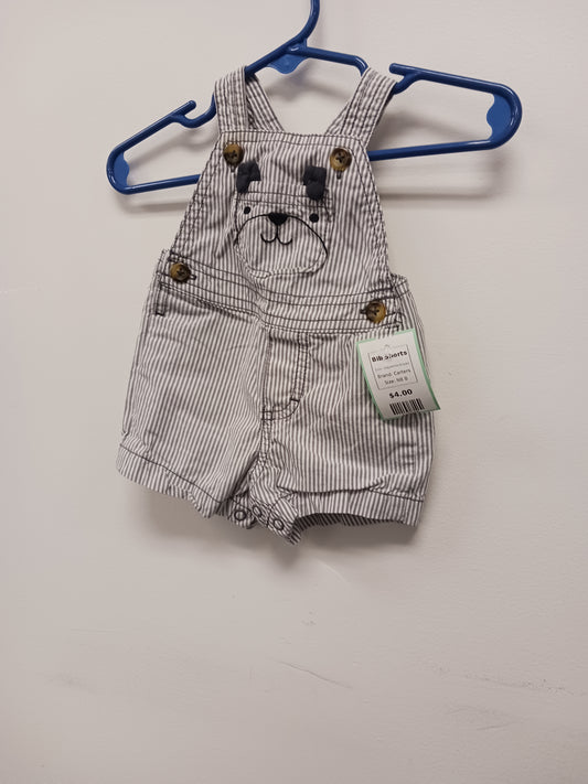 Grey/White Striped Carters Bib Shorts, NB B
