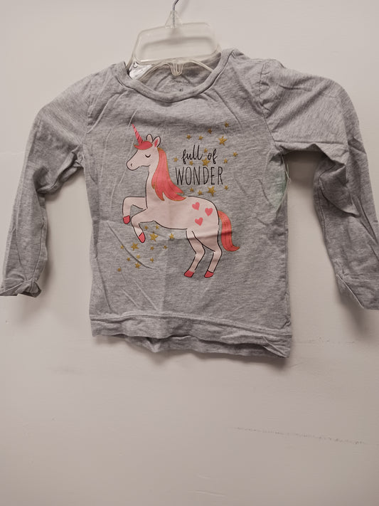 Grey/Pink Unicorn Carters Longsleeve Shirt, 4T G