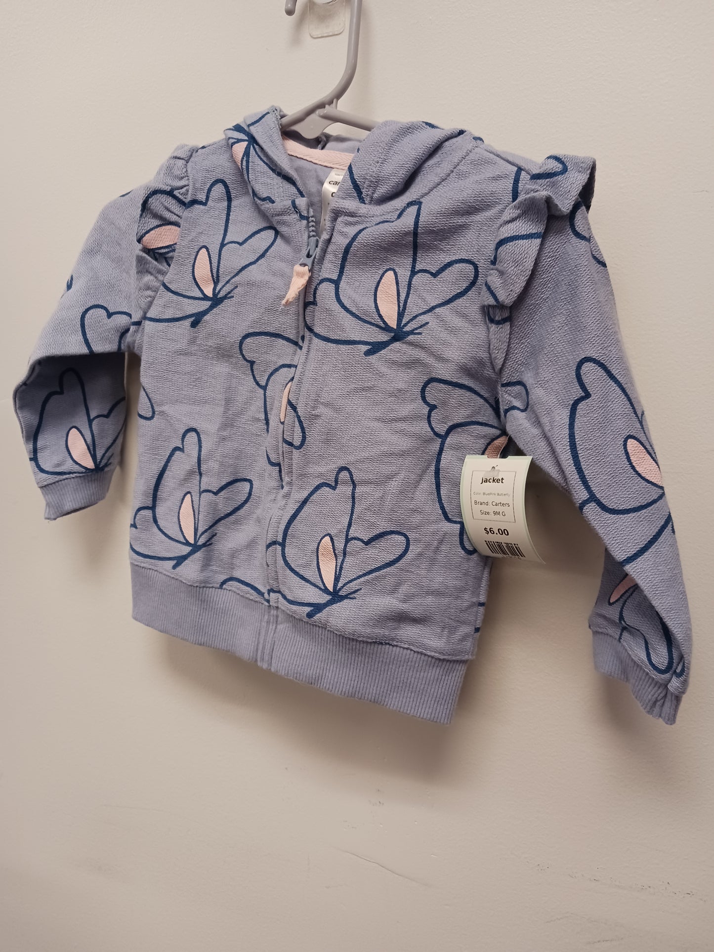 Blue/Pink Butterfly Carters Jacket, 9M G