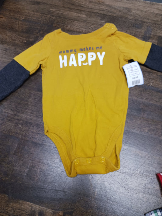 Yellow/Grey Garanimals Longsleeve Onesie, 3M B